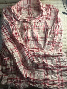 Victoria's Secret White and Red Plaid Cotton Pajama Set